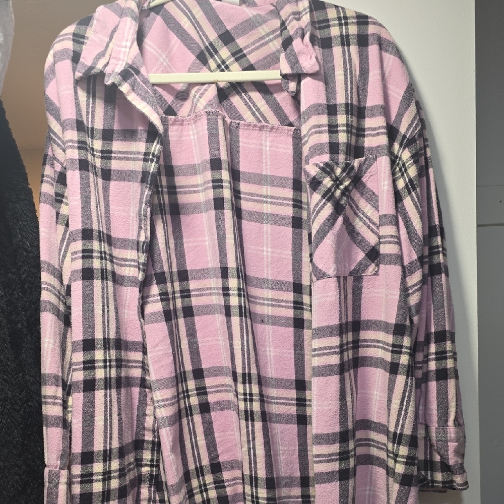 Divided Pink Plaid Button Down Shirt